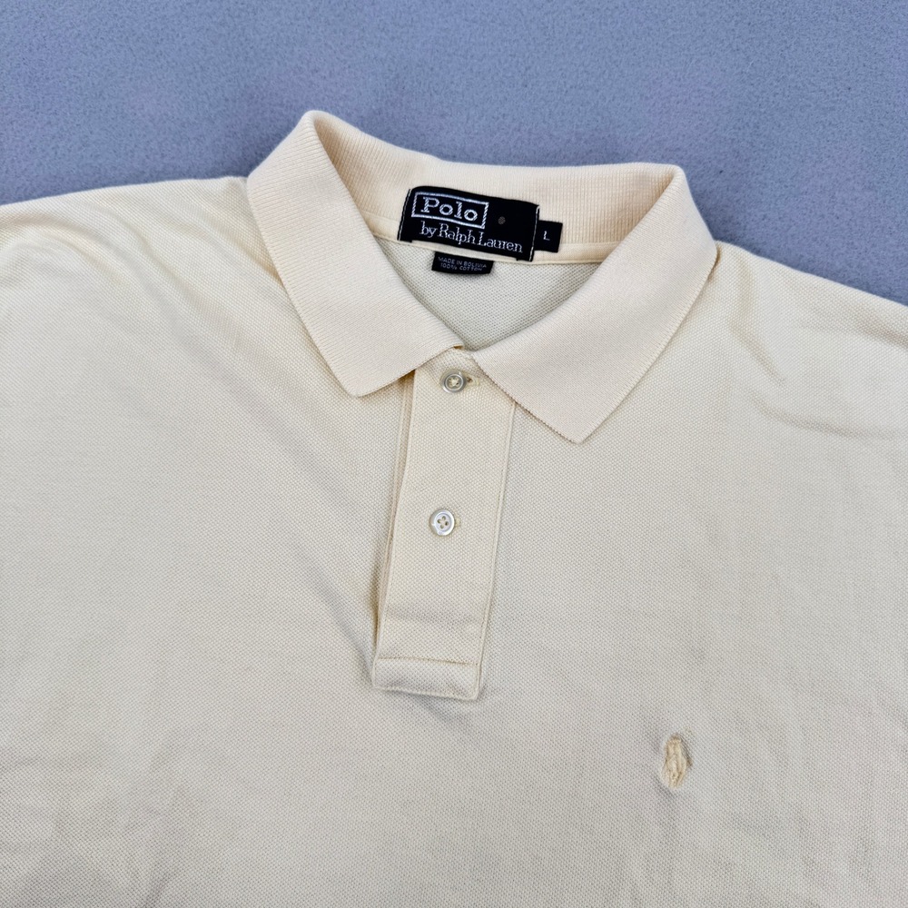 Polo‎ Ralph Lauren Short Sleeve Pique Polo Shirt Mens Large Yellow Casual